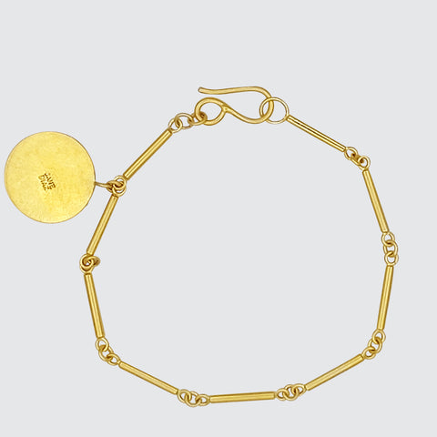 Short Bar Chain Bracelet with Disc