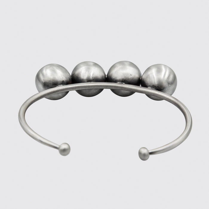 Modernist Wavy Sterling Silver Ball Cuff Bracelet - Ruby Lane