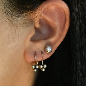 Tiny Clover Stone Cluster Gold Earrings