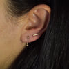 Vertical Bar Stud Earrings with Balls in Gold