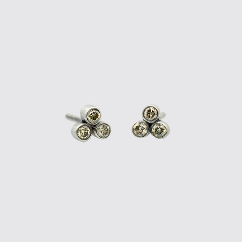 Tiny Clover Diamond Stud Earrings