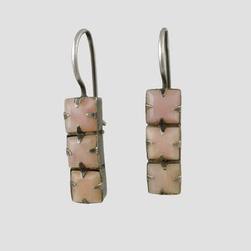 Three Faceted Square Stone Earrings