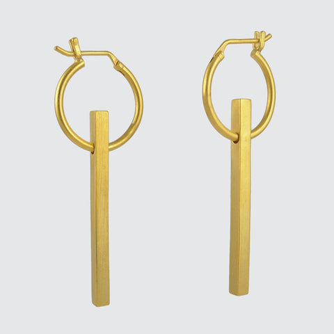 Small Hoop and Stick Drop Earrings