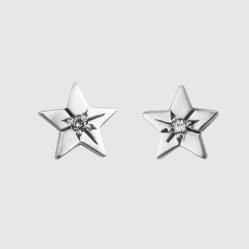 Tiny Star Earring Stud with Star Set Stone