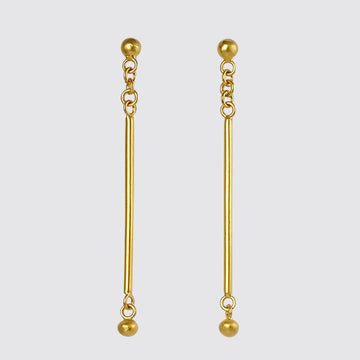 Stud with Swinging Bar and Ball Drop Earrings