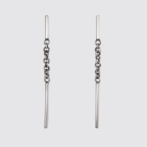 Earrings with coin pearl and silver bar drop – Sally Napier Jewellery