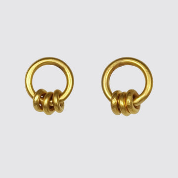 Ring Stud with Moving Rings Earrings