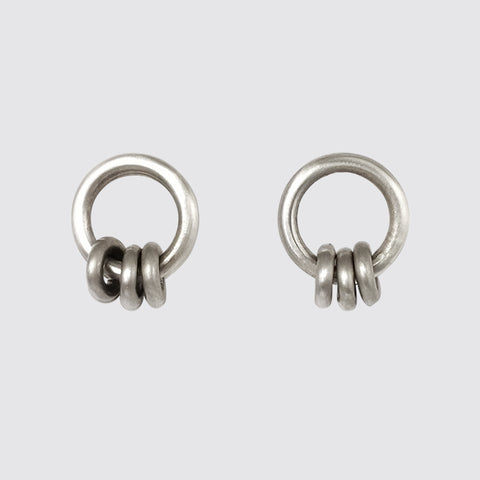 Ring Stud with Moving Rings Earrings