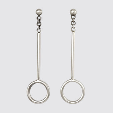 Ball Stud with Swinging Bar and Ring Earrings
