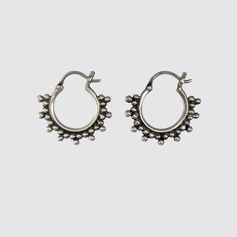 Tiny Hoop Earring with Clover Granulation