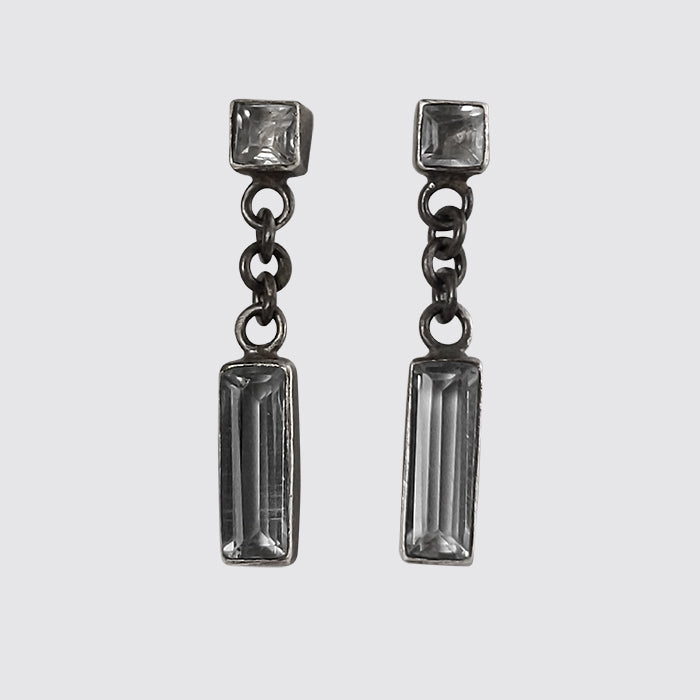 Louis Booth Sterling and Semiprecious Stone Stud Drop Earrings 