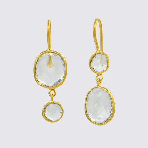 One Side Up, One Side Down Faceted Stone Drops- EJ2082