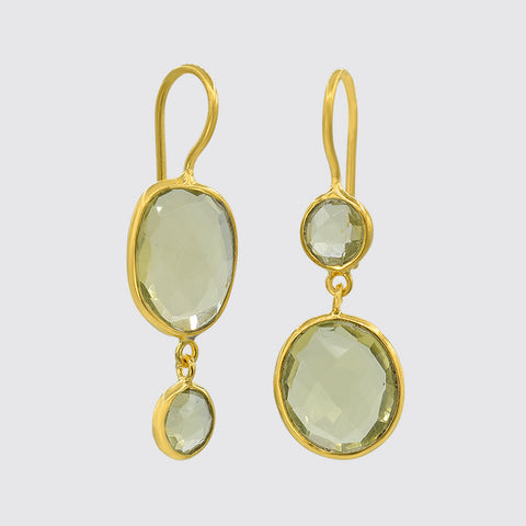 One Side Up, One Side Down Faceted Stone Drops- EJ2082