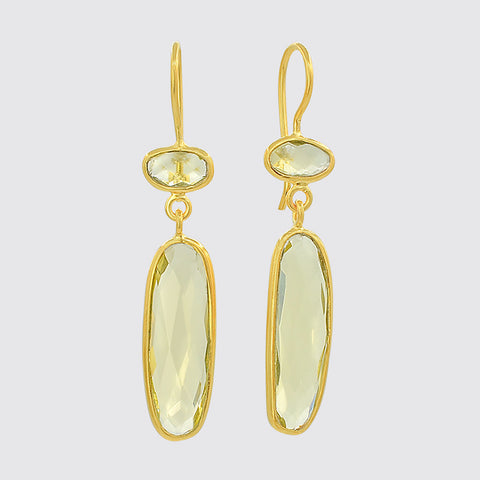 Long Skinny Organic Shaped Faceted Stone Drops- EJ2083