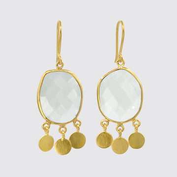 Faceted Organic Shaped Stone Drops With Disc Dangles - EJ2136