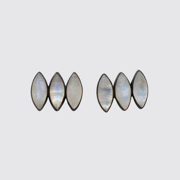 Triple Marquis Cabochon Stud Earrings - EJ2152