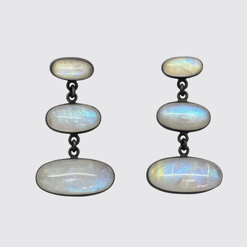 Large Triple Oval Cabochon Stud Earring Drops - EJ2154