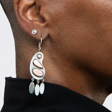 Sterling Silver and Copper Boomerang Dangle Earrings - EJ2168