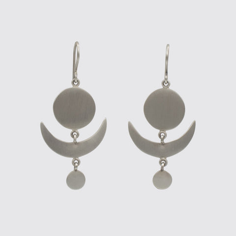Full and Crescent Moon Drop Earrings - EJ2175