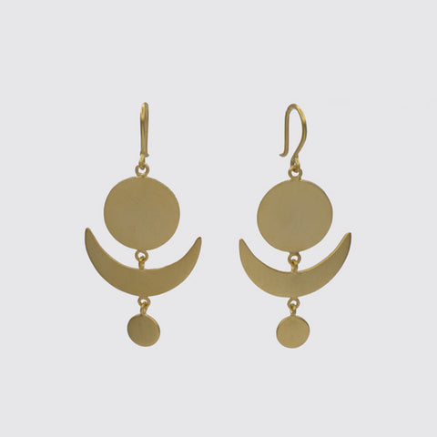 Full and Crescent Moon Drop Earrings - EJ2175
