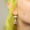 Mid Century Modern Silver and Copper Drop Earrings - EJ2182A