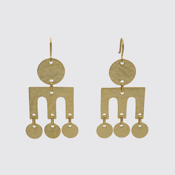 Hammered Arches Fringe Drop Earrings - EJ2186