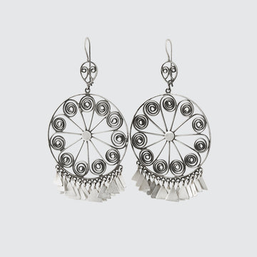Large Filigree Wheel Drop Earrings