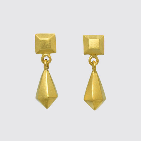 Faceted Teardrop Square Stud