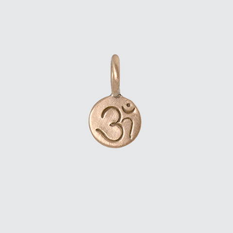 Tiny Etched Om Disc Gold Charm