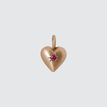 Perfect Puffy Gold Heart with Star Set Stone Charm