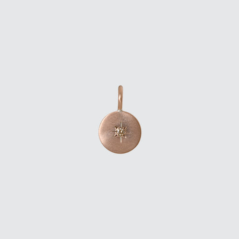Gold Disc with Star Set Stone Charm
