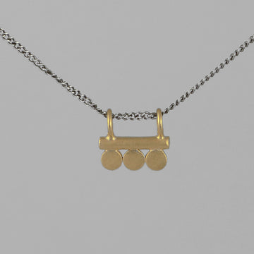 Bar Amulet Pendant with 3 Discs Necklace