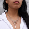 Round Oval Chain with Teardrop Dangle Necklace