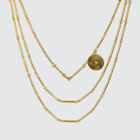 Short Bar Chain with Disc Necklace