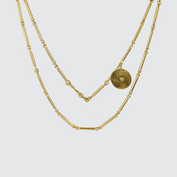 Short Bar Chain with Disc Necklace