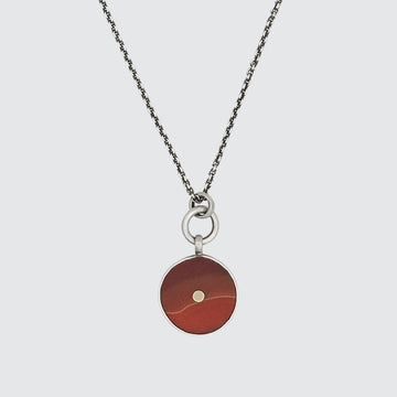 Stone Pendant Necklace with 10K Gold Disc