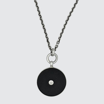 Stone Pendant with Silver Disc Necklace