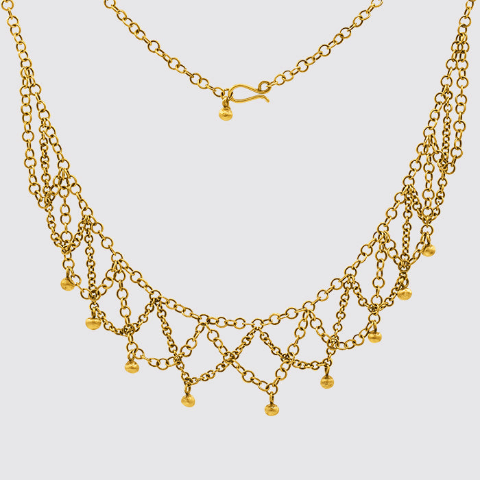 Jane Strawberry Gold Ball Beaded Children's Necklace in Fuchsia – Eliza B's