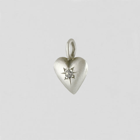 Star Set in Solid Sterling Silver Heart - PJ353