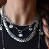 Handmade Chain Necklace with Silver Disc Dangles