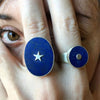 Large Oval Stone Ring with Star Center