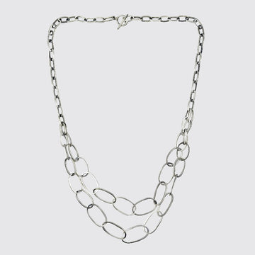 Double Strand Oval Link Chain Necklace