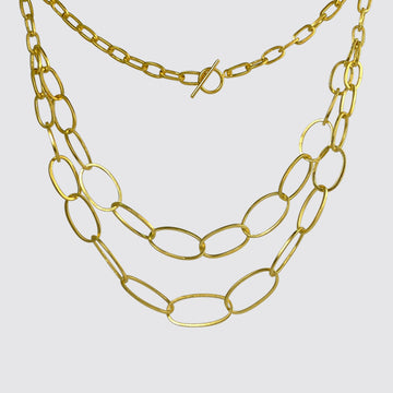 Double Strand Oval Link Chain Necklace
