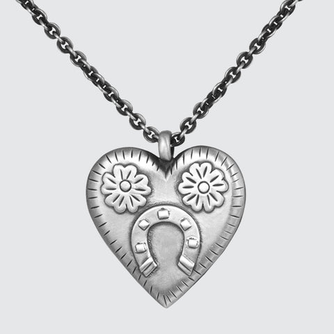 Hammered Padlock Large Heart Necklace - Heather Hawkins INC
