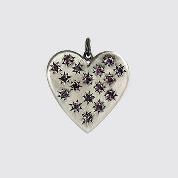 Large Heart Charm With Star Set Stones