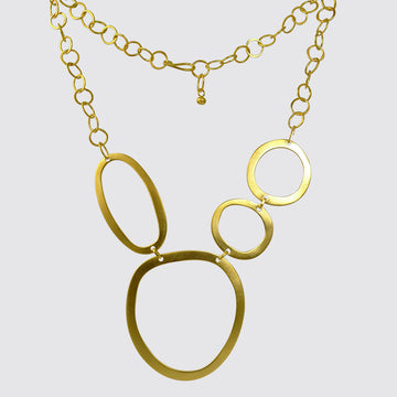 Abstract Hammered Cut-Out Circles Necklace