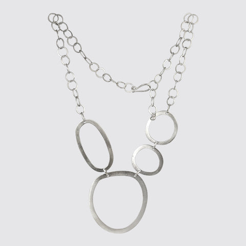 Abstract Hammered Cut-Out Circles Necklace