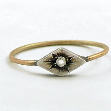 Dainty Gold and Silver Ring with Tiny Star-Set Diamond