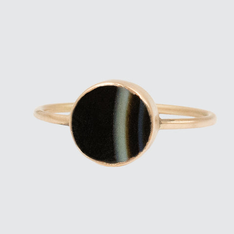 Round Flat Banded Black Onyx Stacking Ring - R10KG117