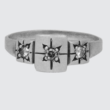 Triple Square Ring with Star Set Stones